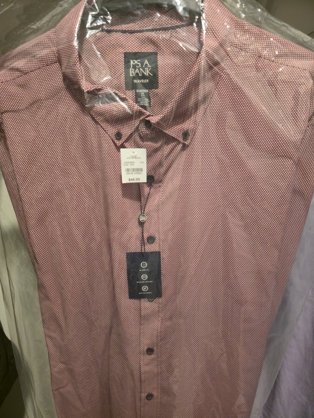 Jos. A. Bank Men's Button-Down Shirt in Red Micro-Pattern